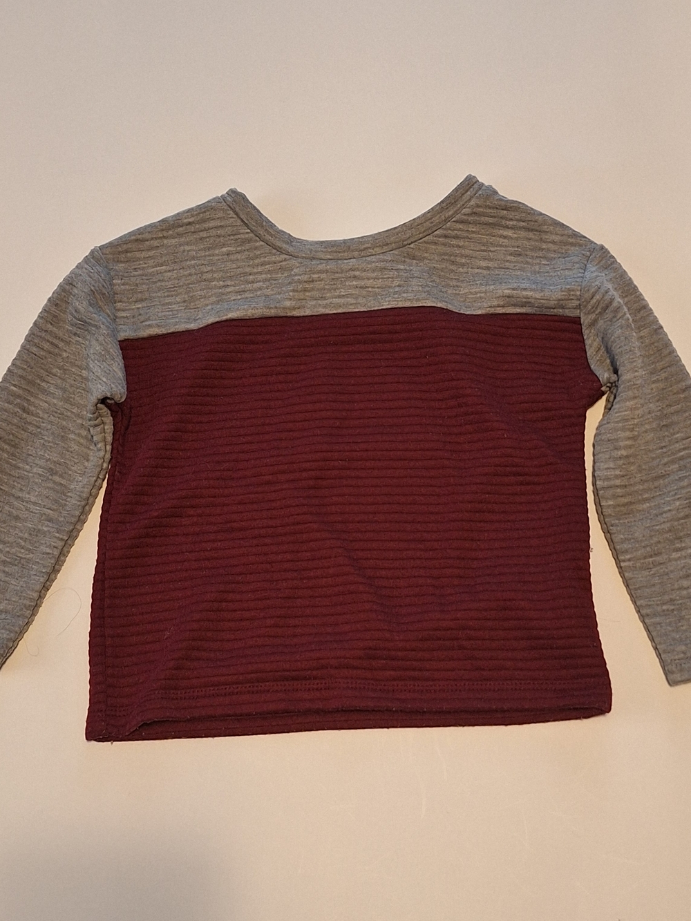 wonder nation Two-Tone Long Sleeve Top - Burgundy and Gray Size 3T
